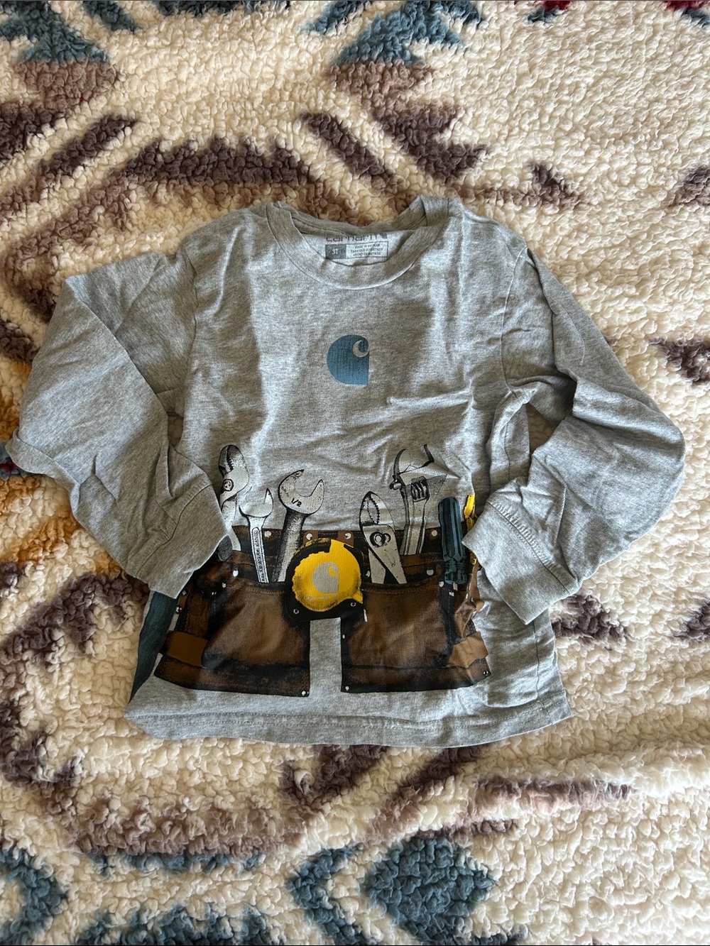 Carhartt Gray Long-Sleeve Tee with Tool Belt Graphic